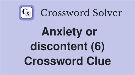 anxiety crossword clue|crossword answer for anxiety.